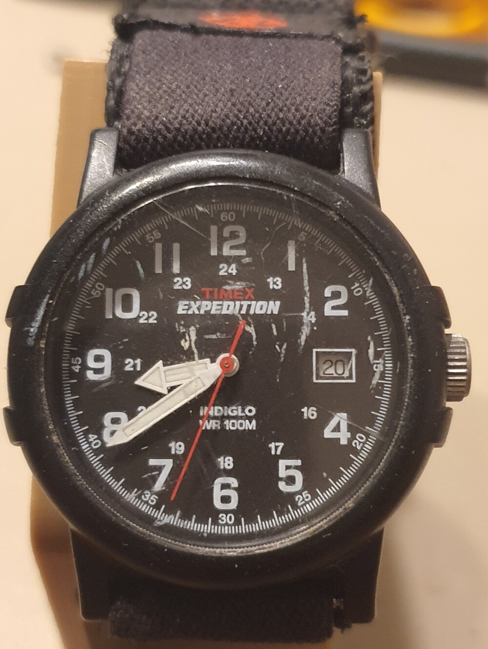 10/$20 Timex Indiglo Expedition Black Nylon Men's Field Watch w/Date